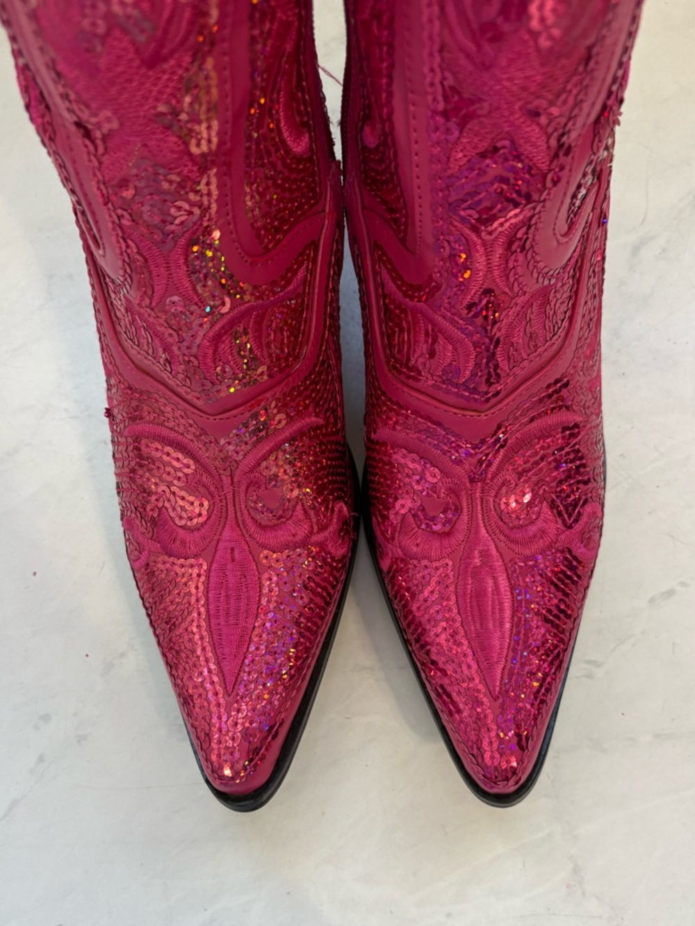 Helen’s Heart Size 8 Hot Pink Sequin Bling Boots Festival Western Cowgirl Preppy - Picture 5 of 7